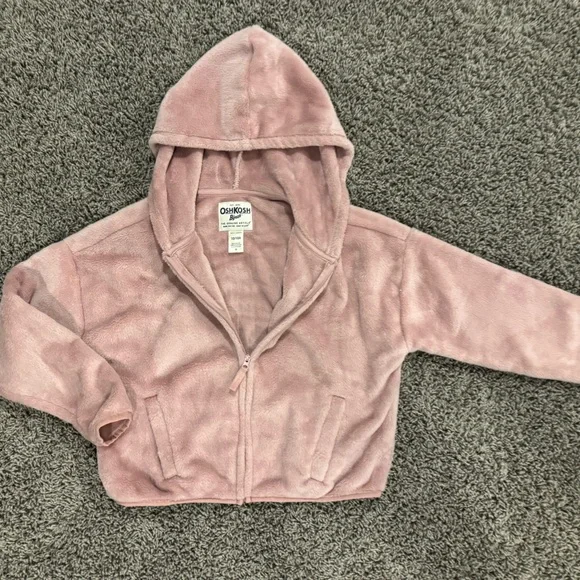 Girls OshKosh B'gosh light pink Blush Fleece zip up hoodie, size 10 - Picture 8 of 9